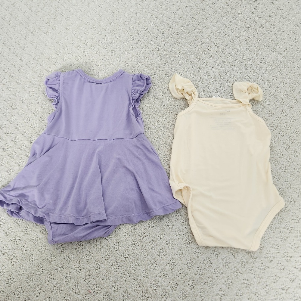 PatPat Baby Girl Bamboo Purple Romper Cream Bodysuit Set size 6-9 months